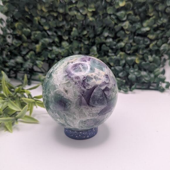 Rainbow Fluorite Sphere Heavy crystal display piece witch natural snowflake - Picture 1 of 5